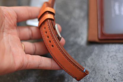 Handmade Vintage Tan Veg-Tan Leather Panerai Watch Strap
