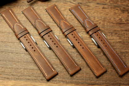 Waxy Brown Leather Watch Strap, Handmade Watch Band, Quick Release Spring Bar