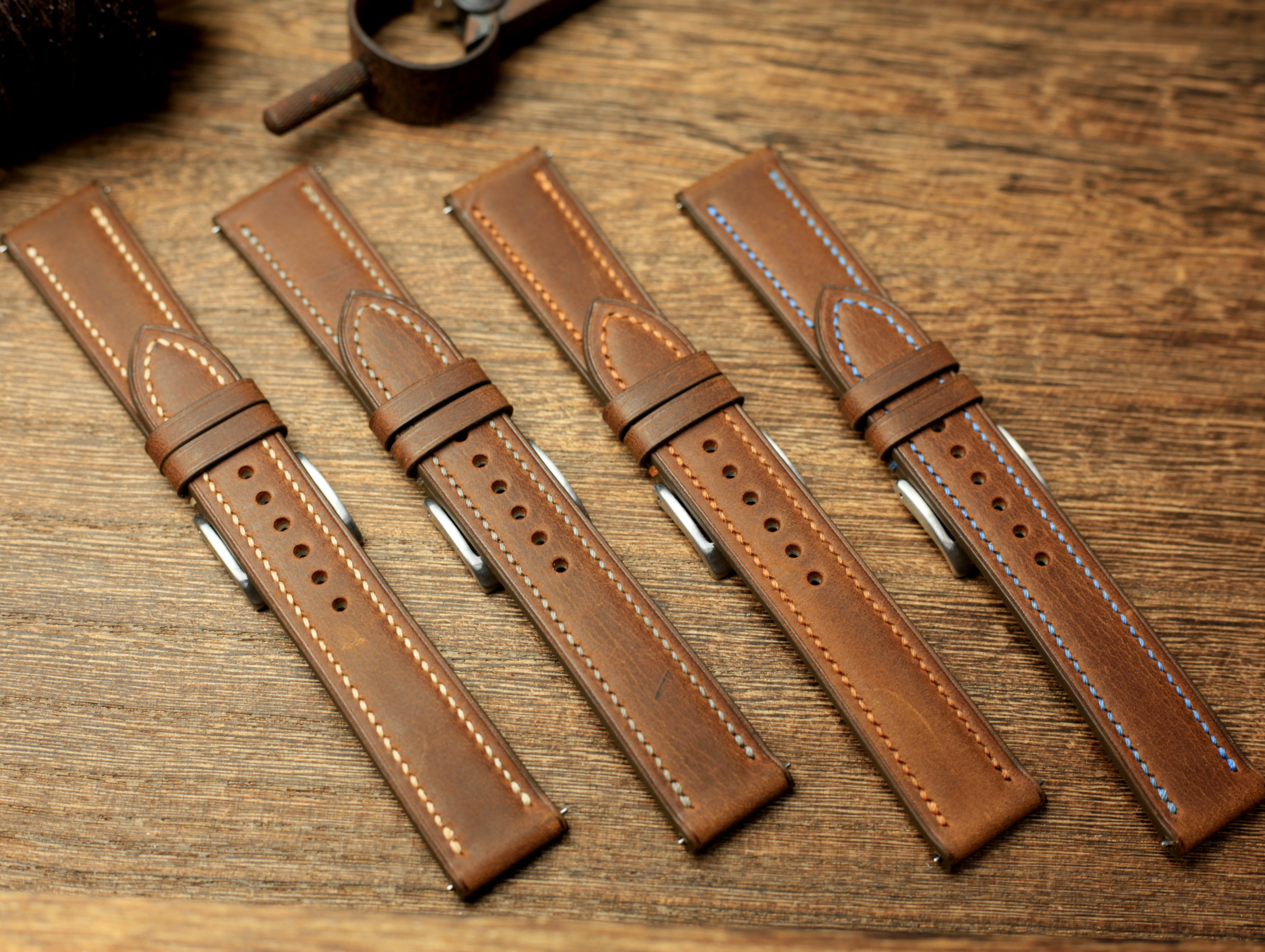 Waxy Brown Leather Watch Strap, Handmade Watch Band, Quick Release Spring Bar