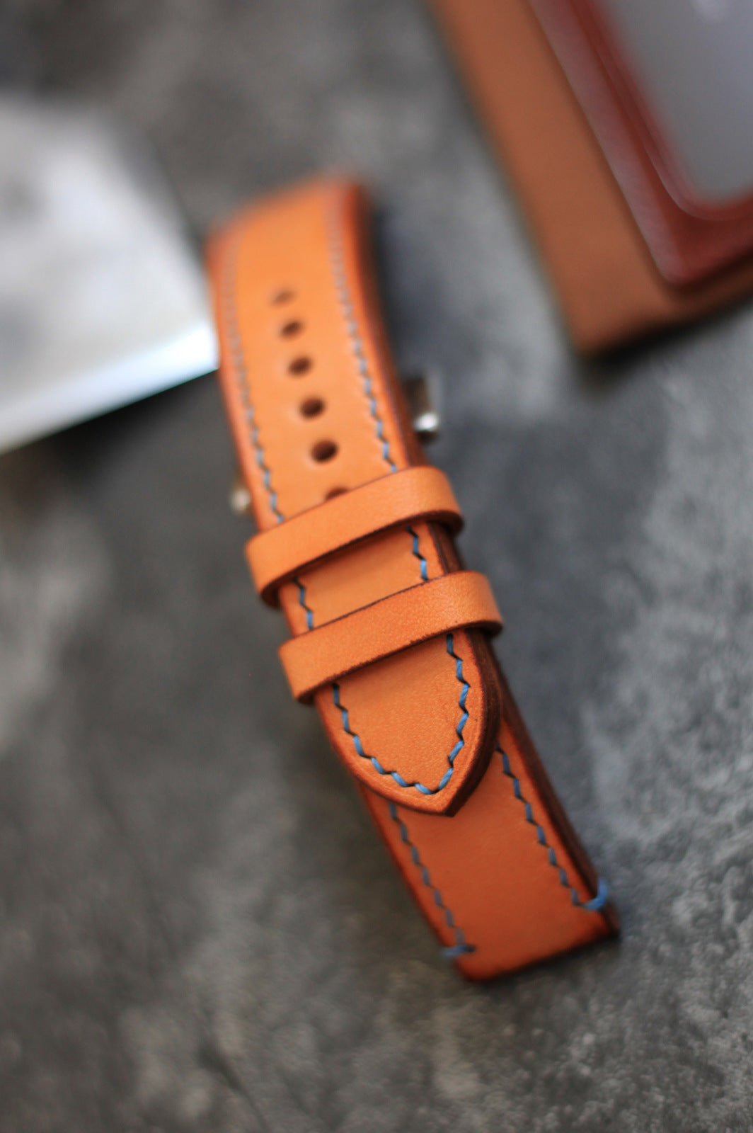 Handmade Vintage Tan Veg-Tan Leather Panerai Watch Strap