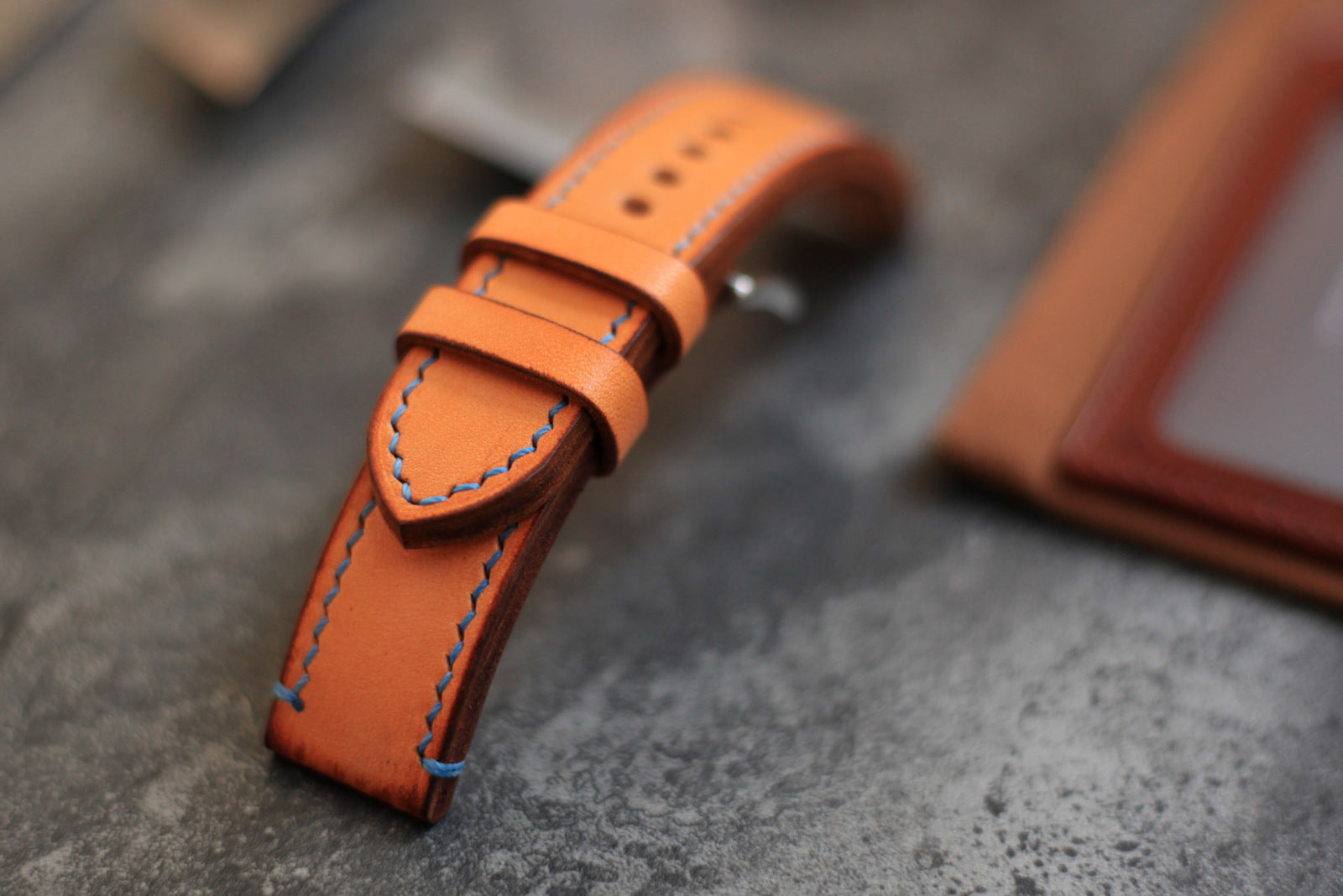 Handmade Vintage Tan Veg-Tan Leather Panerai Watch Strap