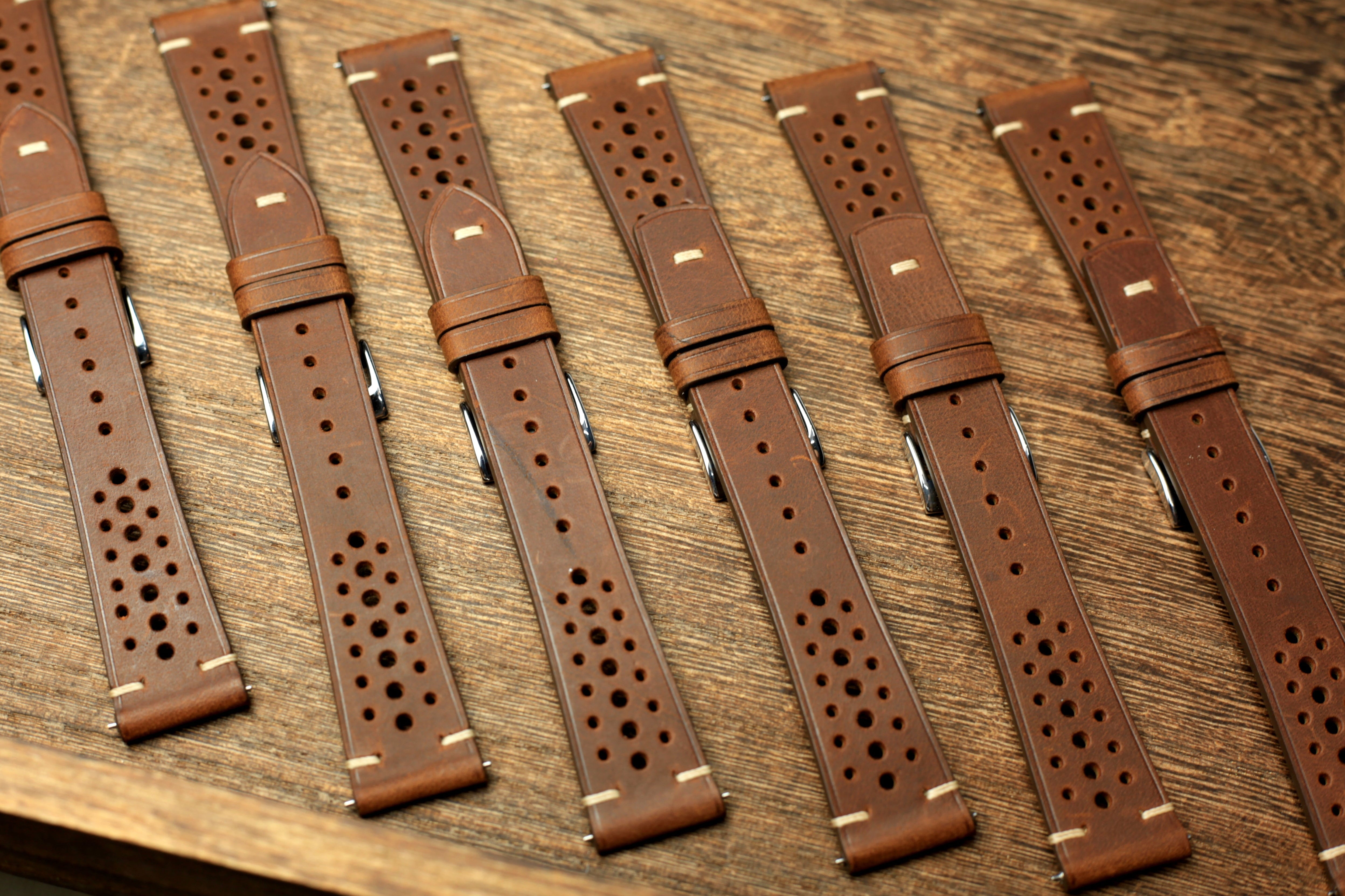 Waxy Leather Rally Style Quick Release Watch Strap