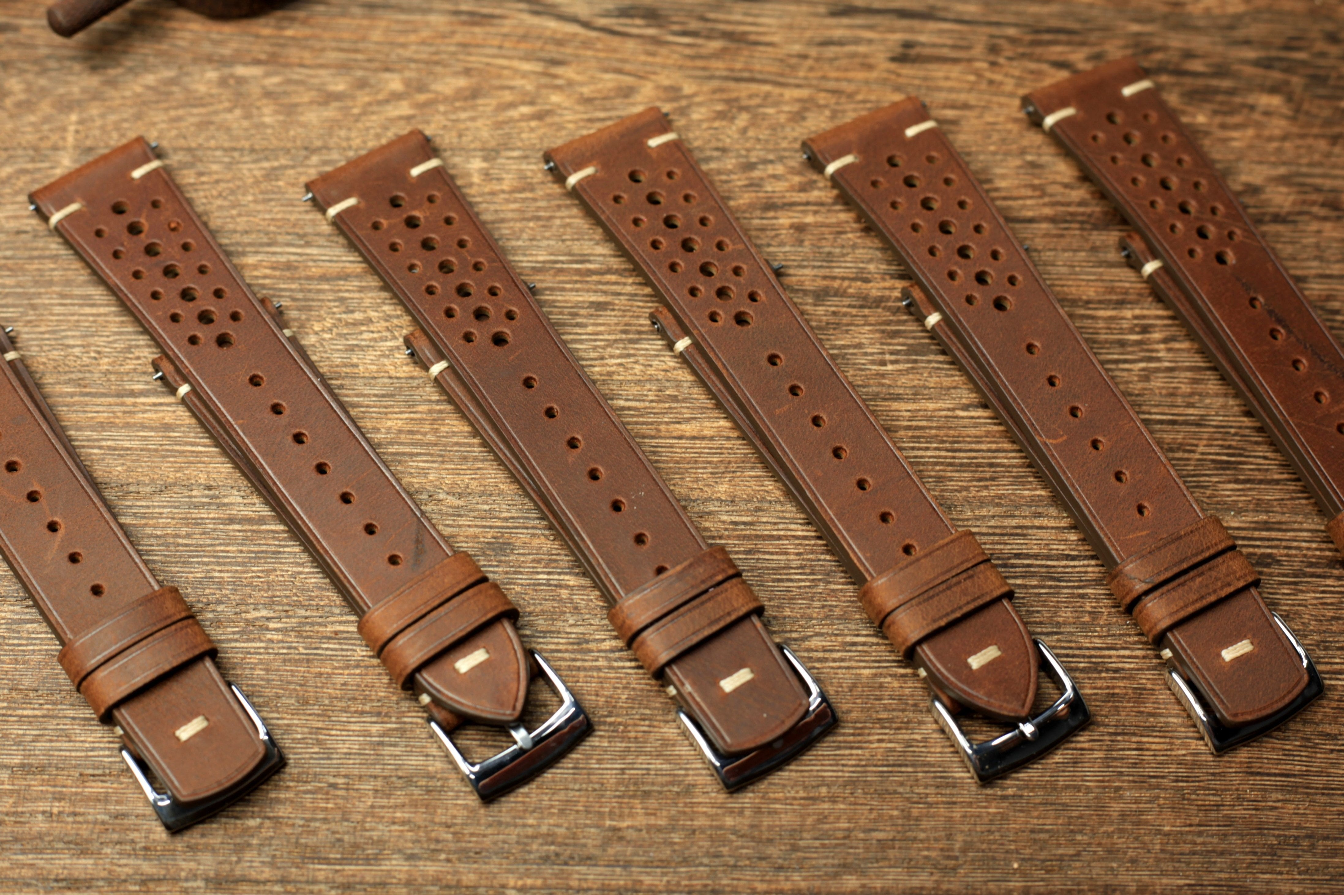Waxy Leather Rally Style Quick Release Watch Strap