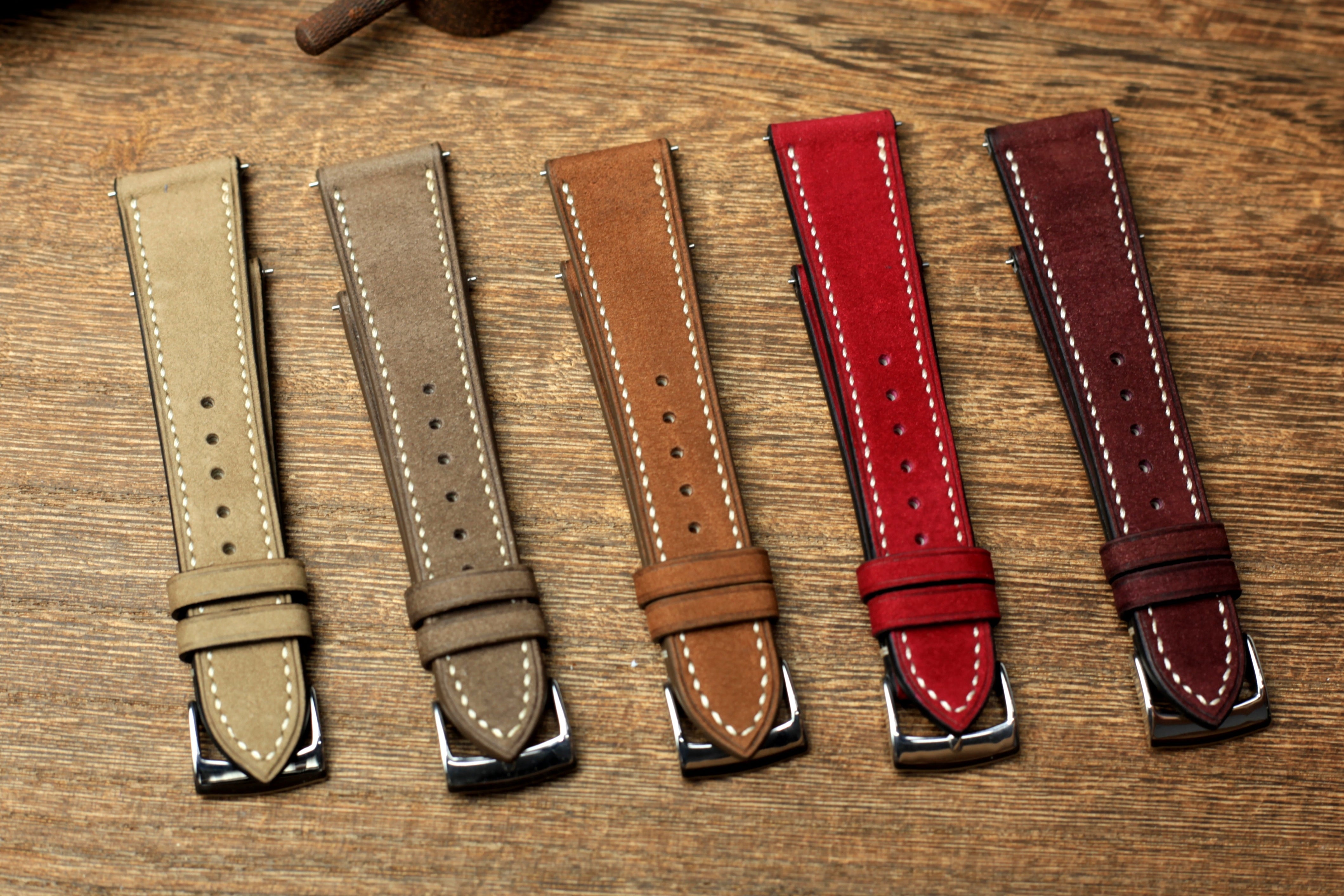 Nubuck Grey Leather Quick Release Watch Strap
