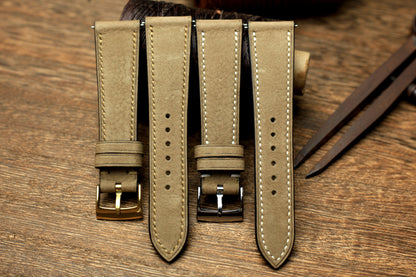 Nubuck Beige Leather Quick Release Watch Strap