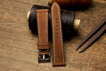 Nubuck Brown Leather Quick Release Watch Strap