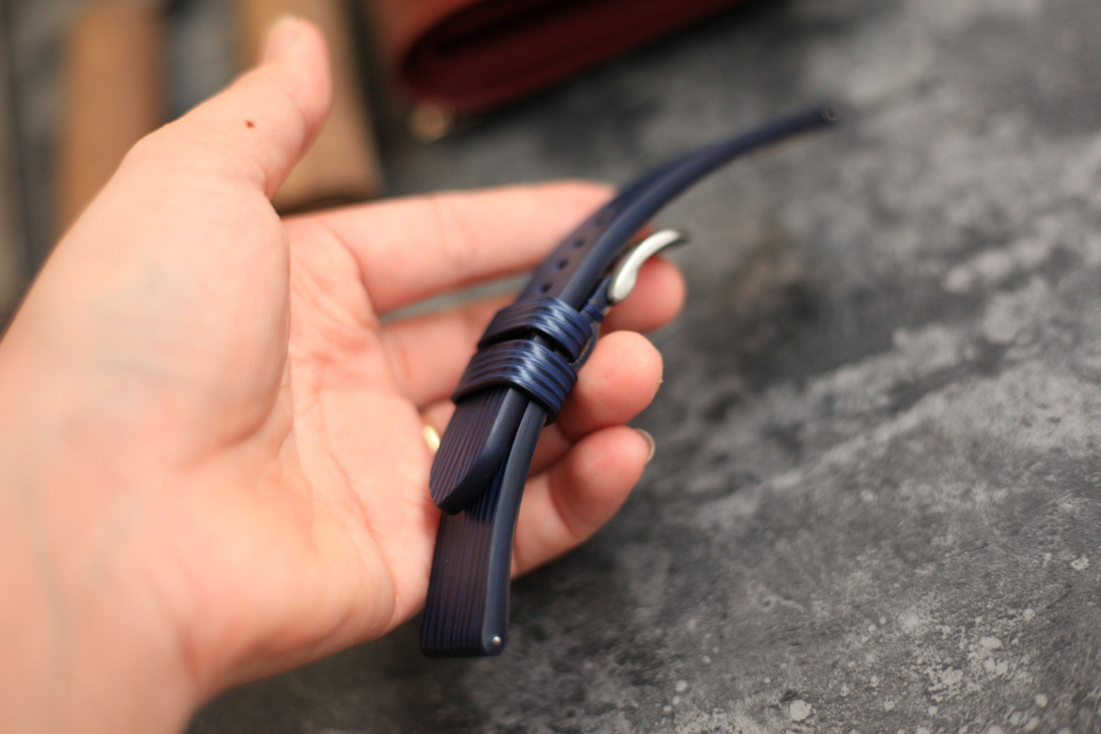 Panerai Watch Band Handmade, Epi Dark Blue Leather