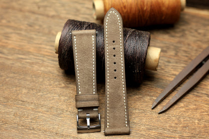 Nubuck Grey Leather Quick Release Watch Strap
