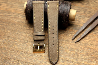 Nubuck Grey Leather Quick Release Watch Strap