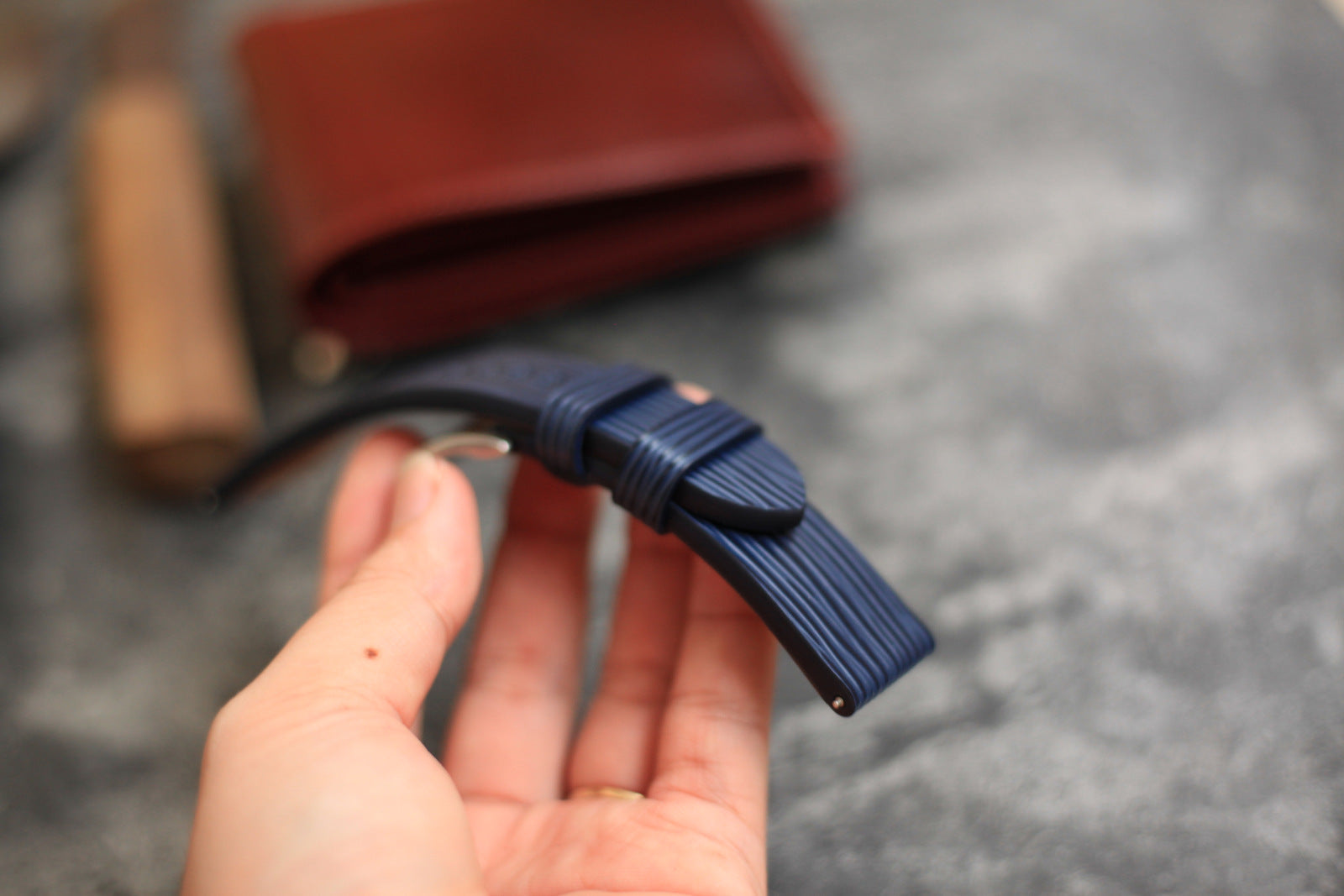 Panerai Watch Band Handmade, Epi Dark Blue Leather