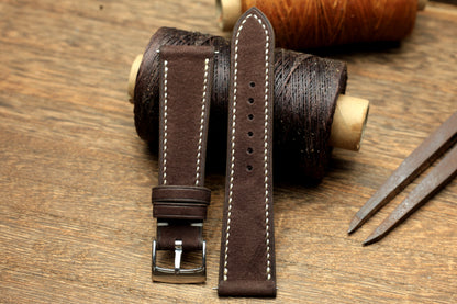 Dark Brown Nubuck Leather Watch Strap