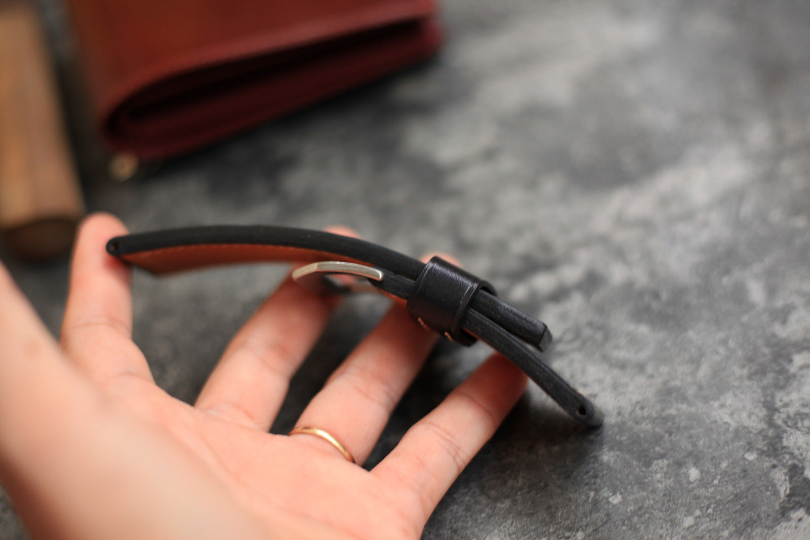 Handmade Black Veg-Tan Leather Panerai Watch Strap