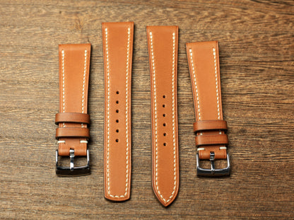 Brown Barenia Leather Watch Strap With Square End, Handmade Watch Band, Quick Release Spring Bar