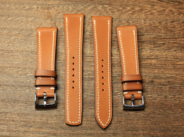 BARENIA BROWN LEATHER WATCH STRAP, HANDMADE WATCH BAND, QUICK RELEASE SPRING BAR