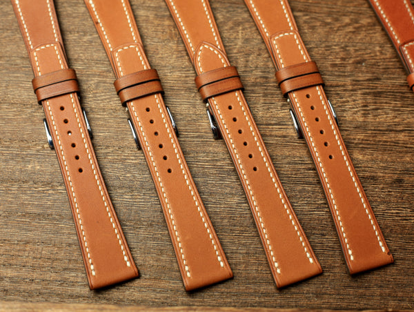 Brown Barenia Leather Watch Strap With Square End,  Quick Release Spring Bar