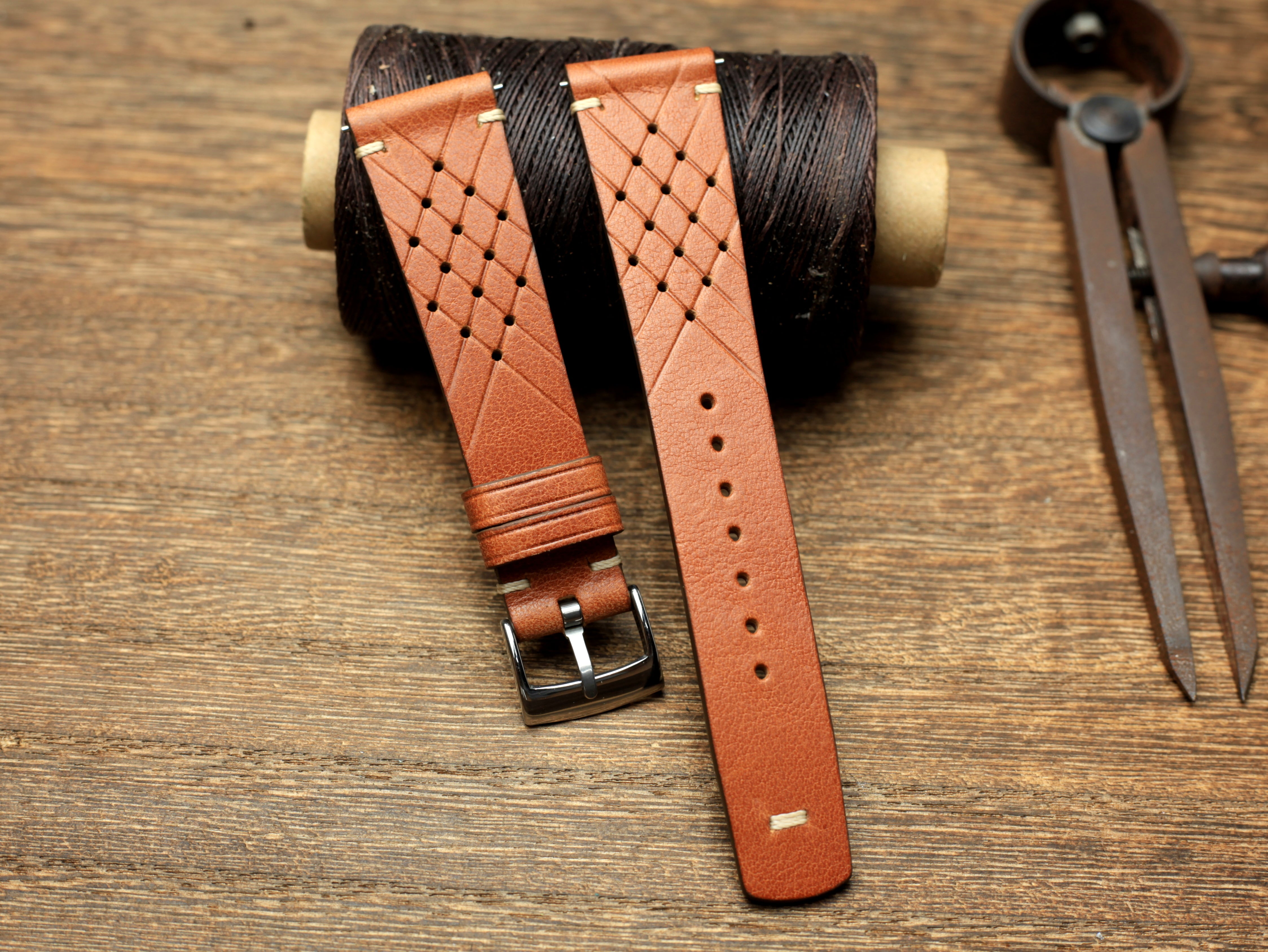 Rally Vacheta Leather Watch Strap With Square End, Quick Release Spring Bar