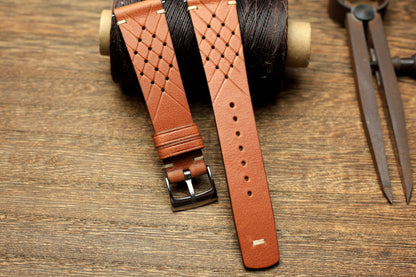Vachetta Leather Square End Quick Release Watch Strap