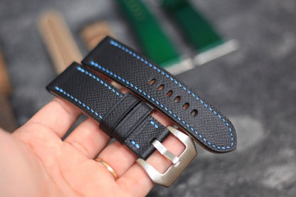 Handmade Panerai Watch Strap, Epsom Black Leather