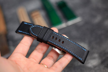Handmade Panerai Watch Strap, Epsom Black Leather
