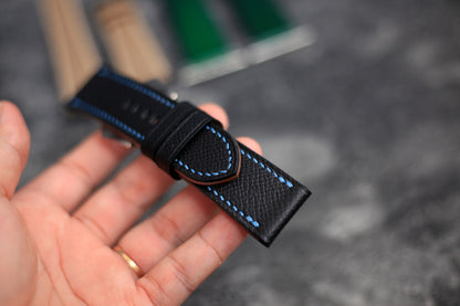 Handmade Panerai Watch Strap, Epsom Black Leather