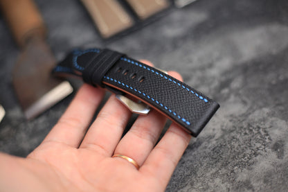 Handmade Panerai Watch Strap, Epsom Black Leather