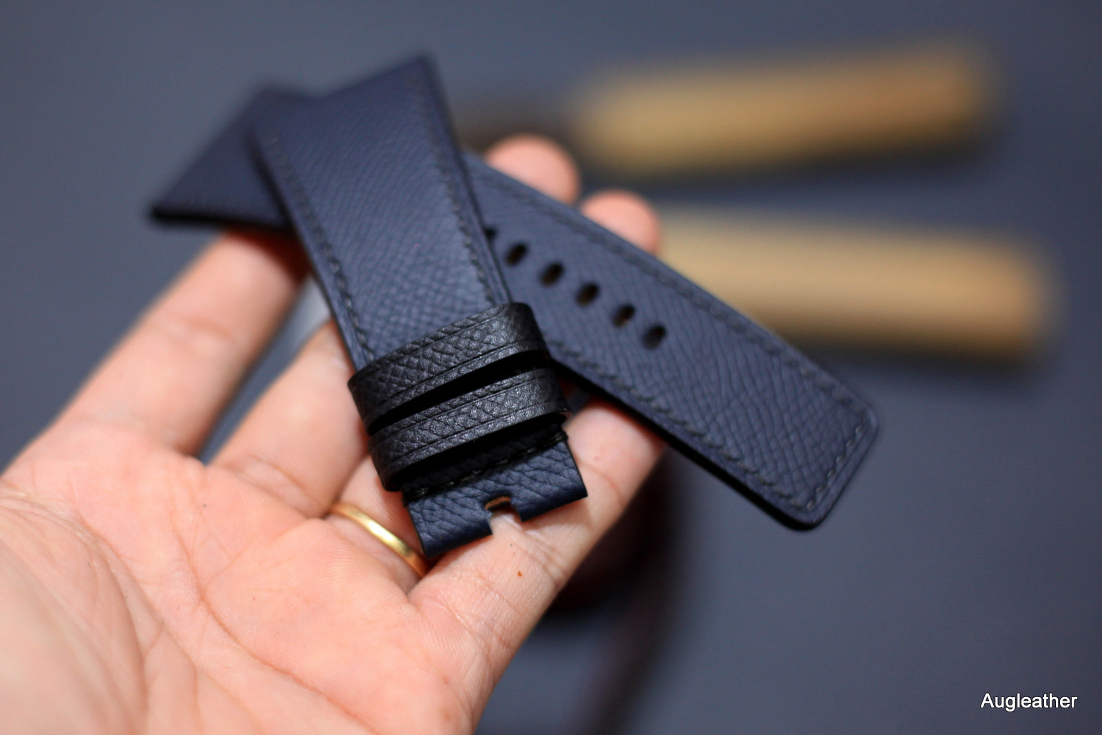 Handmade Panerai Watch Strap, Epsom Dark Blue Leather