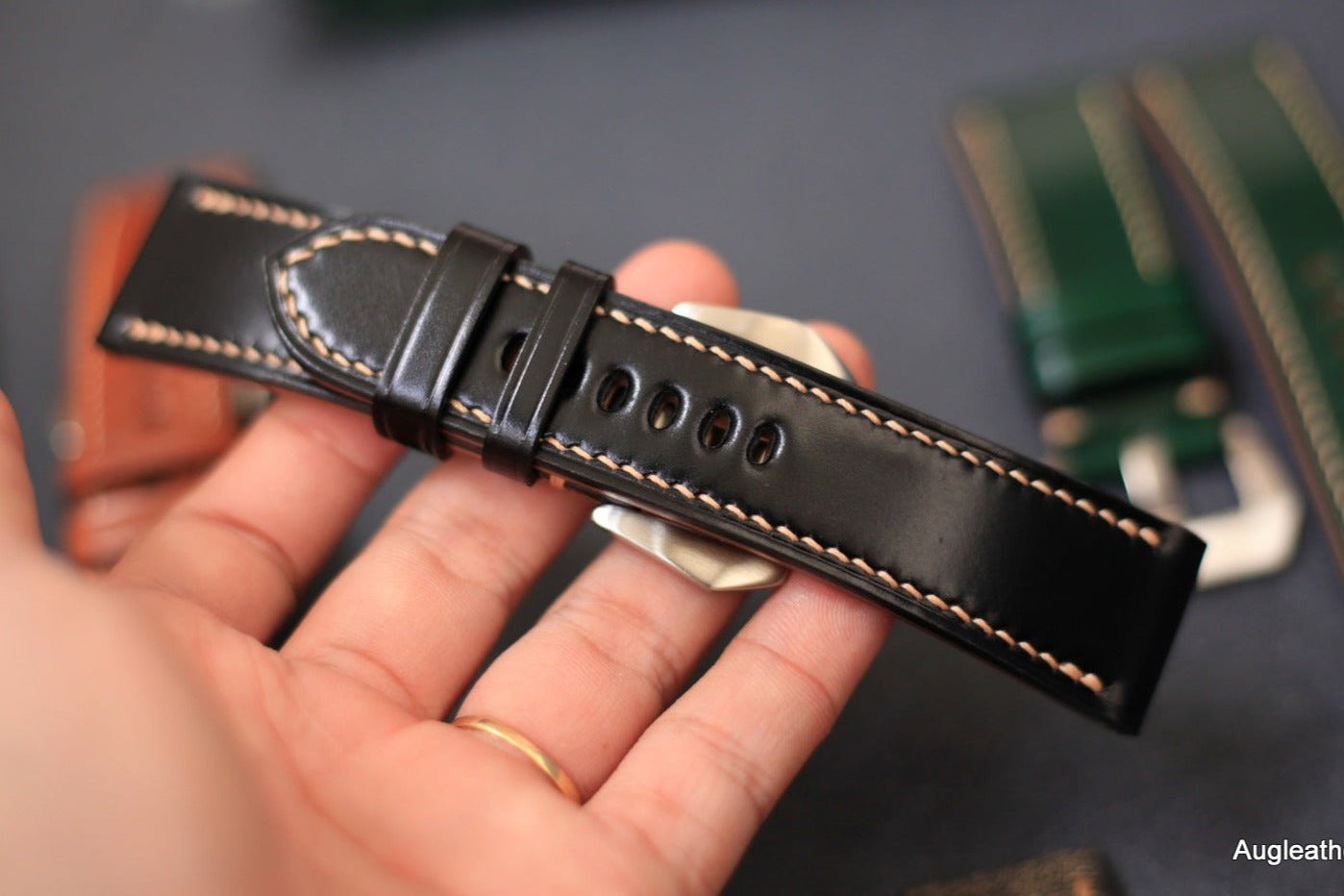 Black Shell Cordovan Leather Panerai Watch Strap
