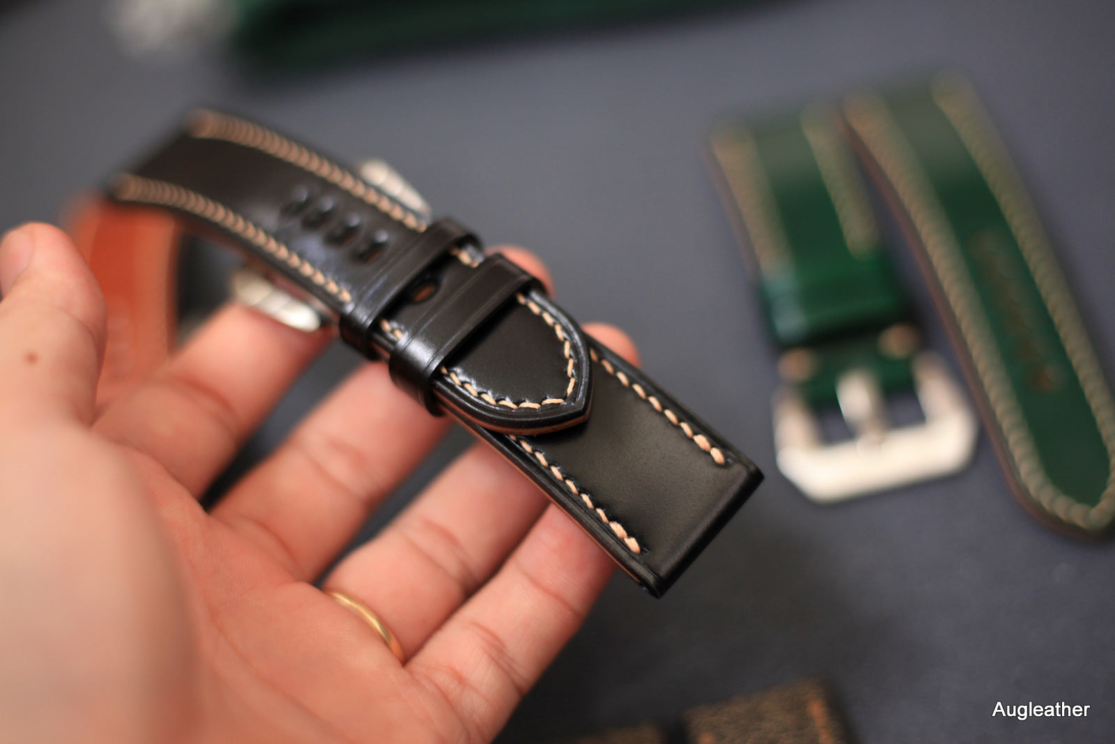 Black Shell Cordovan Leather Panerai Watch Strap