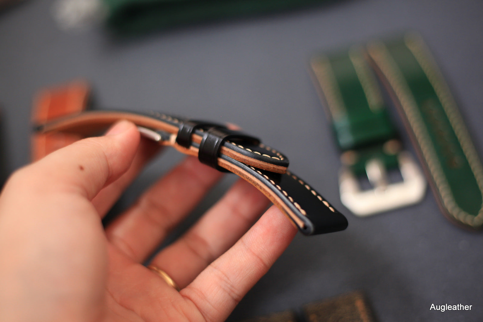 Black Shell Cordovan Leather Panerai Watch Strap