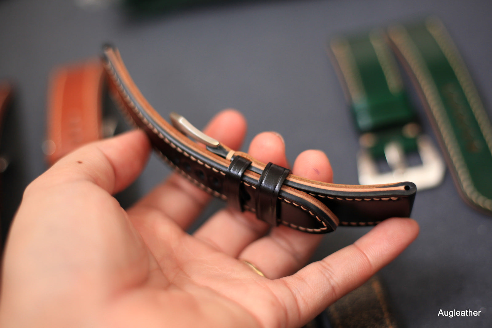 Black Shell Cordovan Leather Panerai Watch Strap