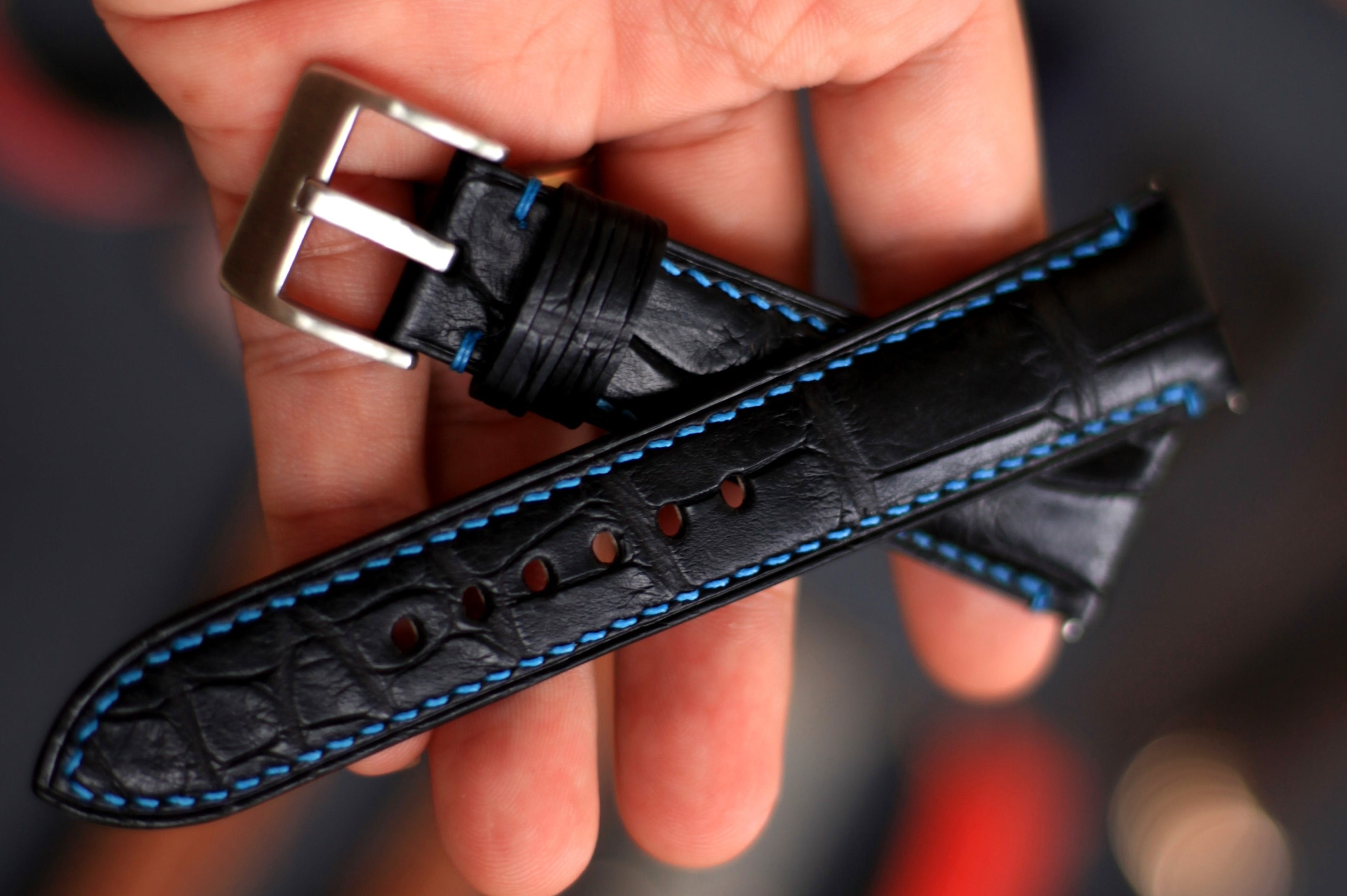 Handmade Alligator Black Watch Strap