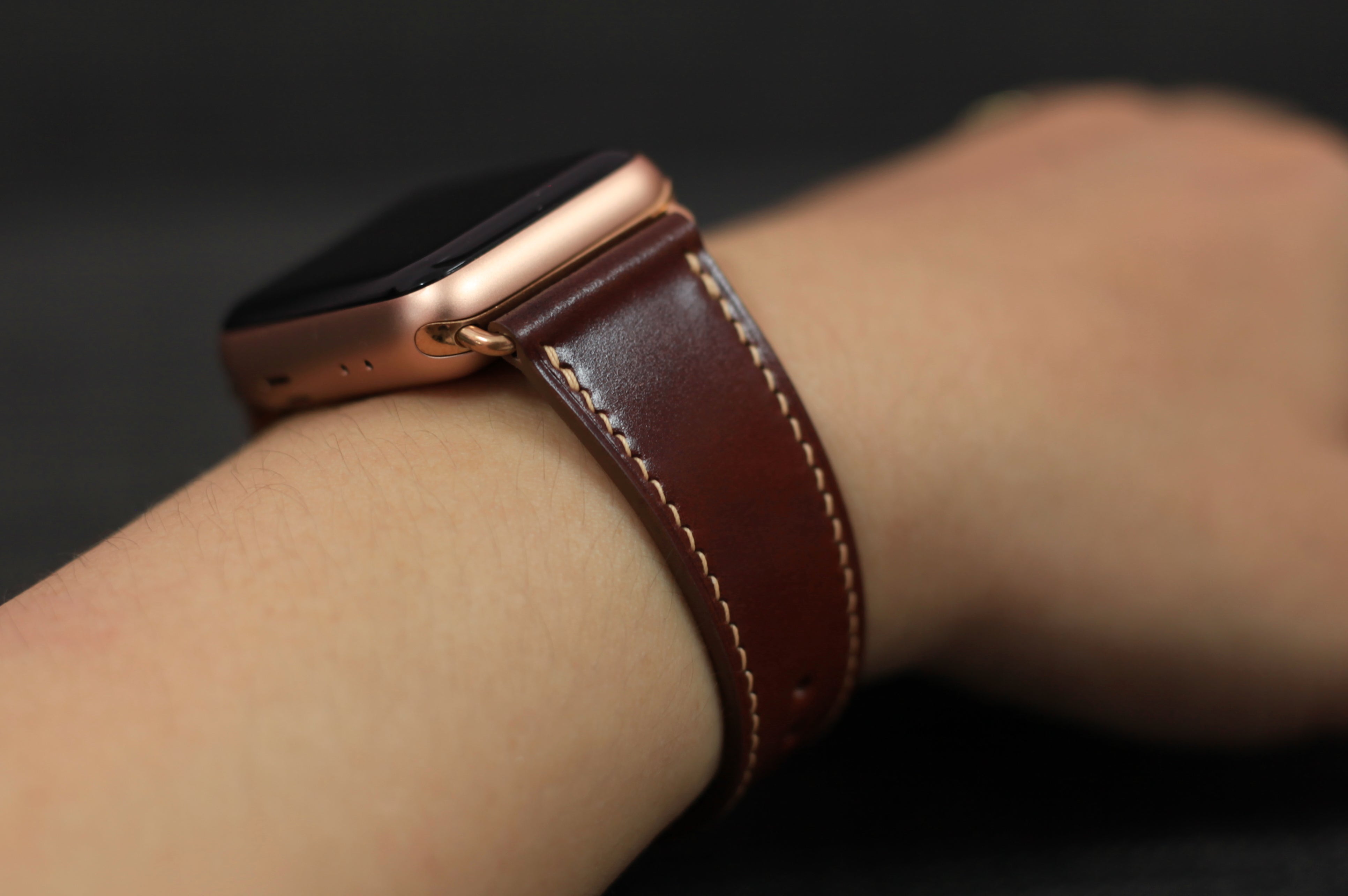 Apple Watch Leather Strap, Burgundy Shell Cordovan Leather Band