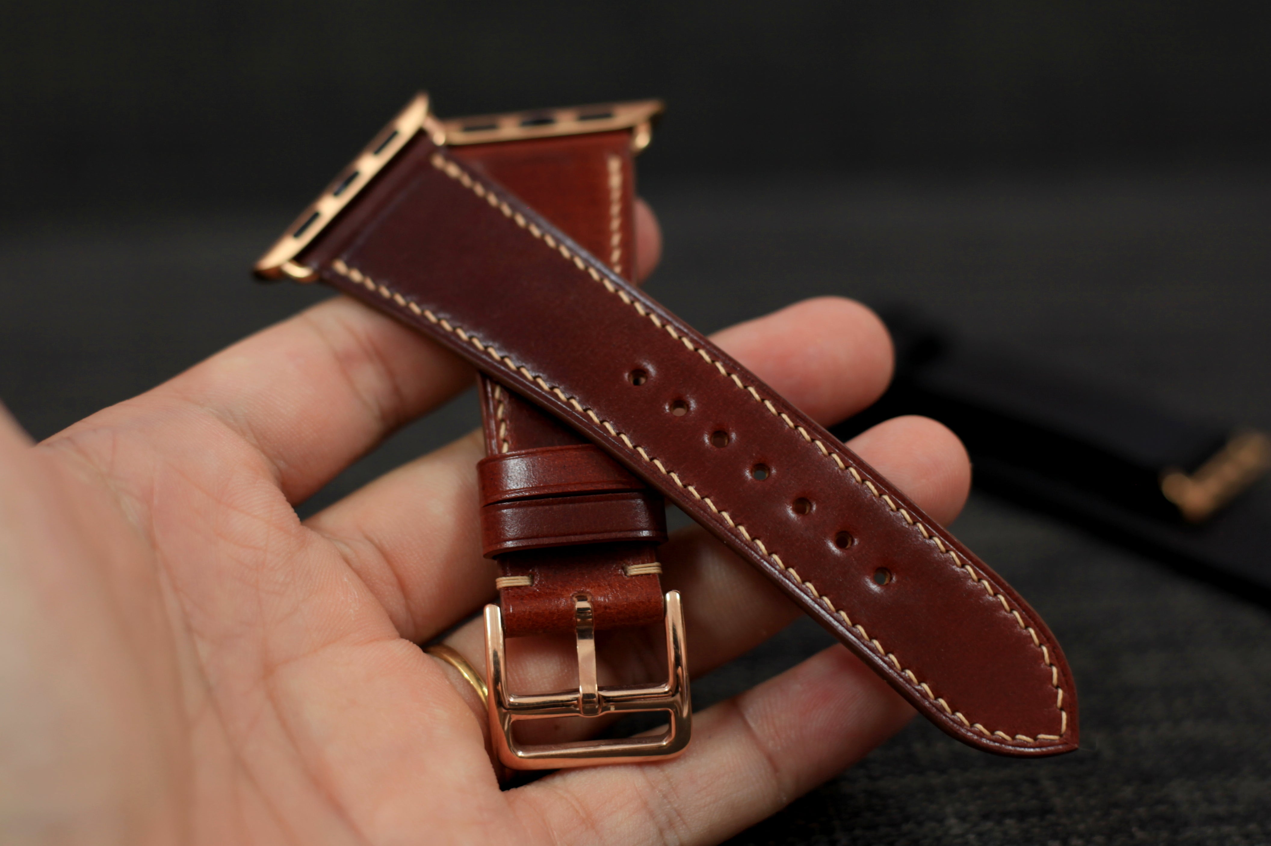 Apple Watch Leather Strap, Burgundy Shell Cordovan Leather Band
