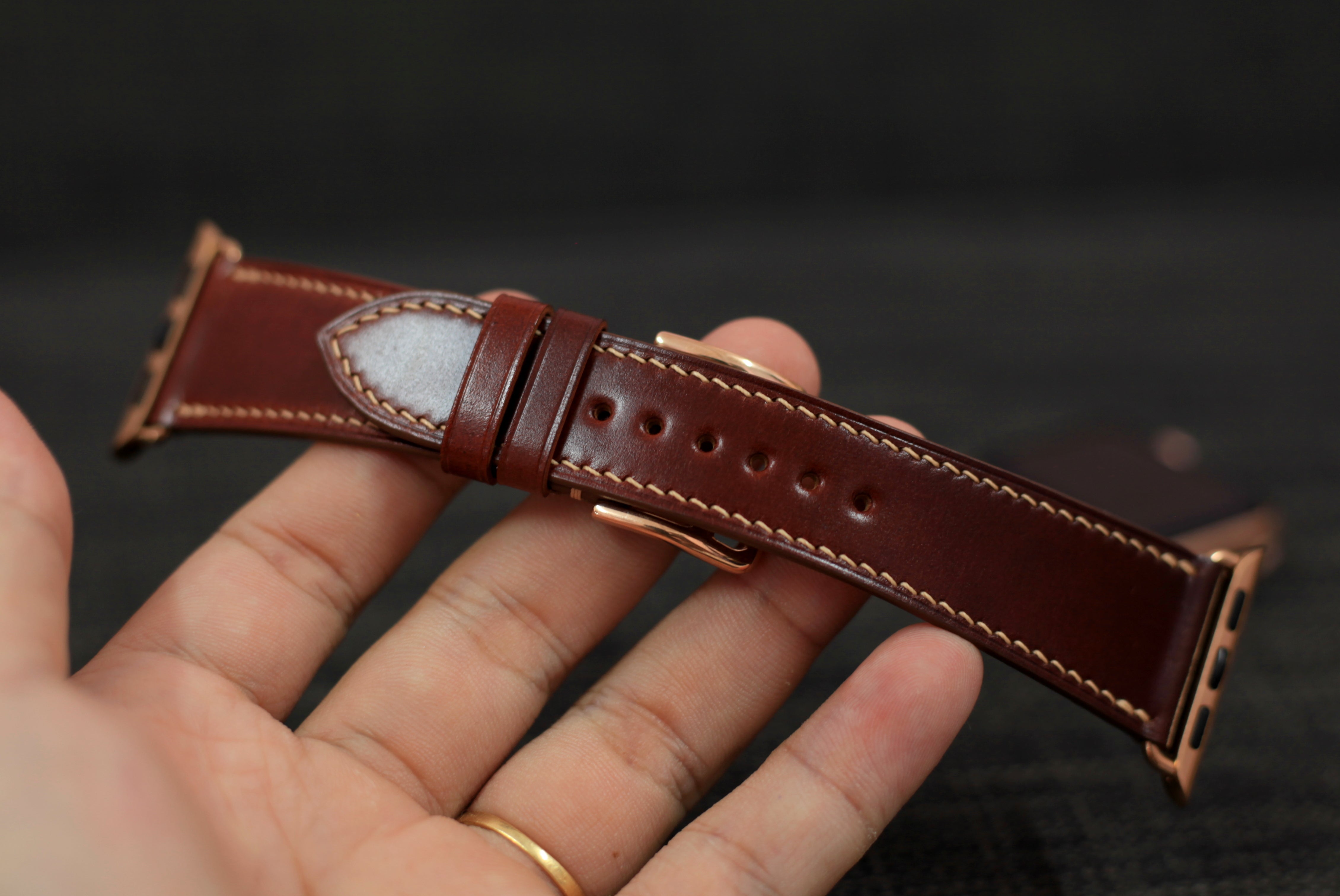 Apple Watch Leather Strap, Burgundy Shell Cordovan Leather Band