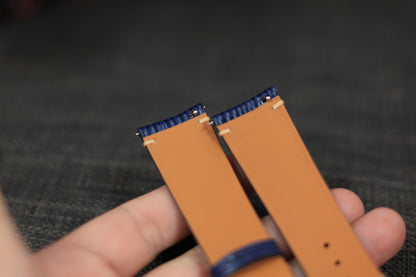 Handmade Epi Dark Blue Leather Watch Strap