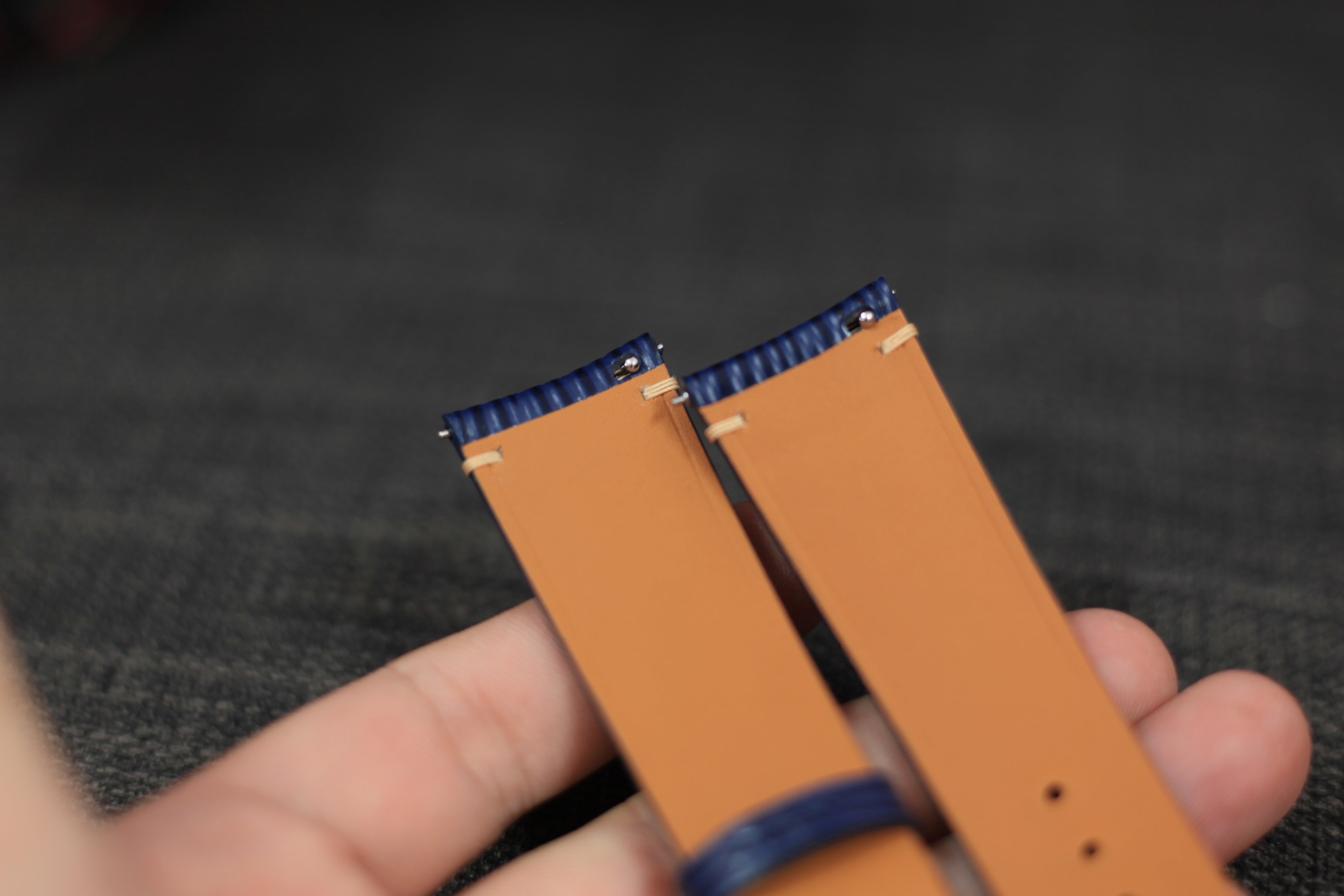 Handmade Epi Dark Blue Leather Watch Strap