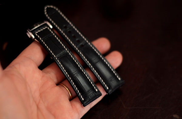 black alligator leather omega watch strap