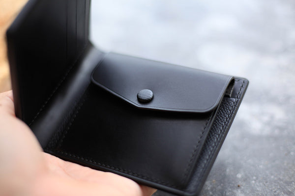 black leather bifold wallet