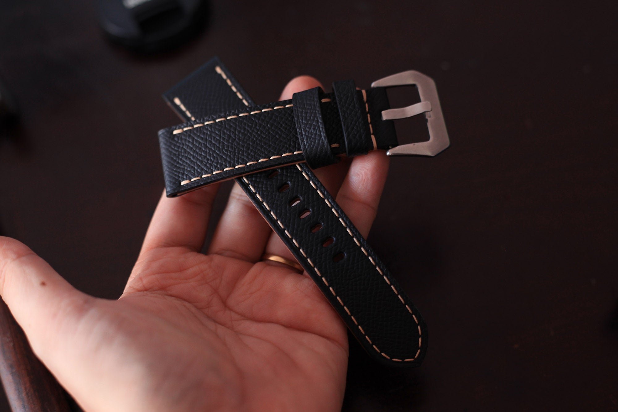 black seiko leather watch band