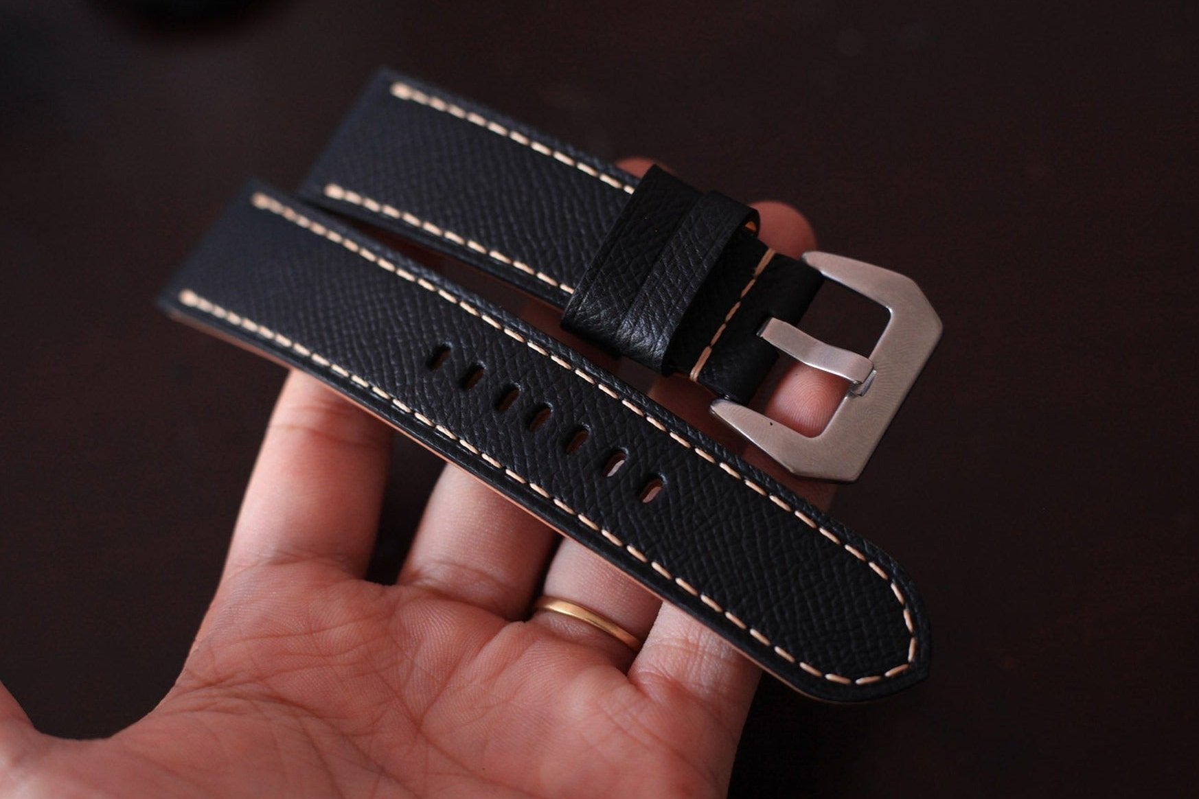 black seiko leather watch strap