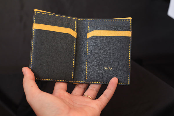 black yellow epsom leather wallet