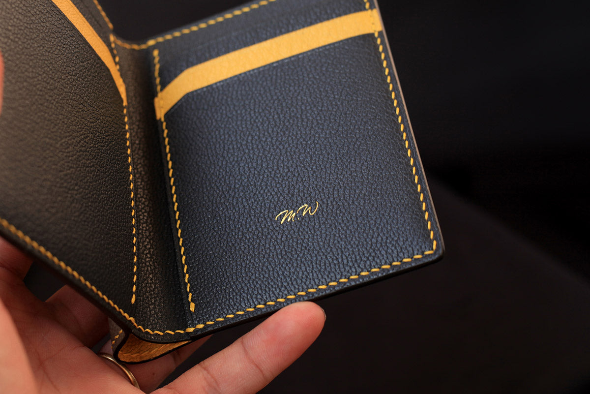 black yellow goat leather wallet