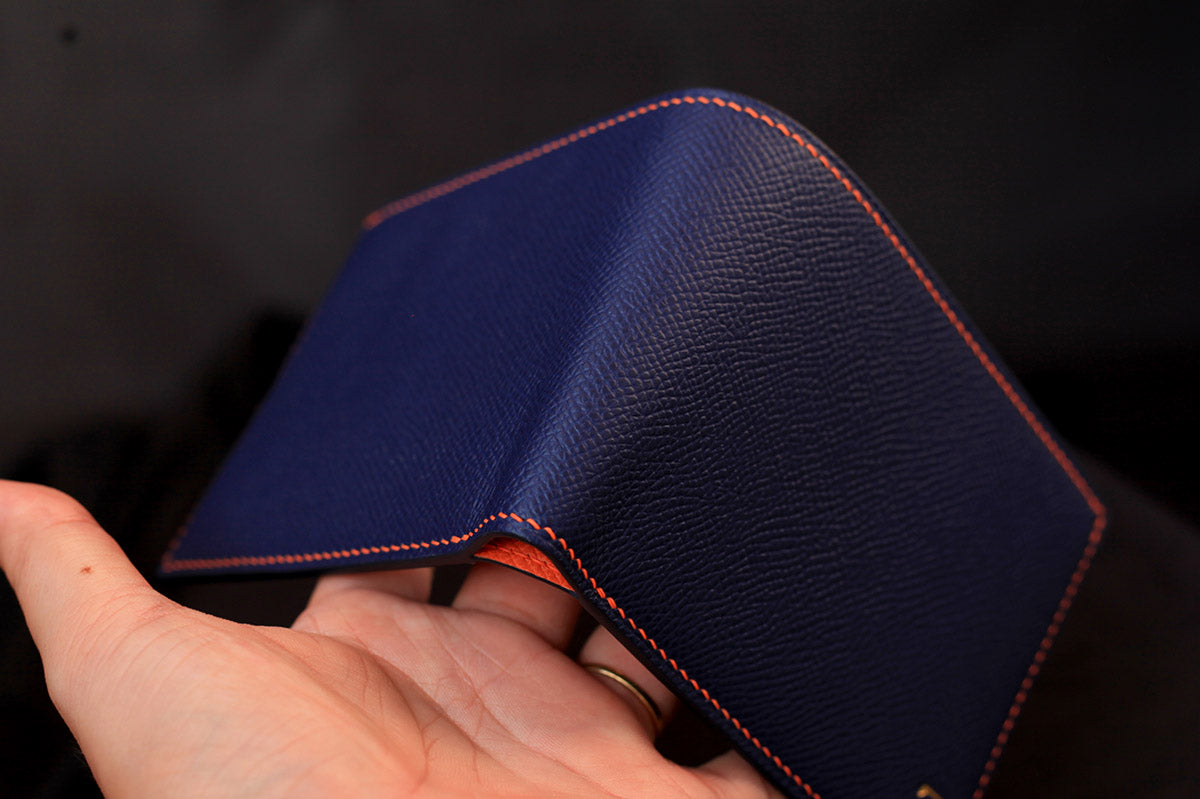blue bifold wallet