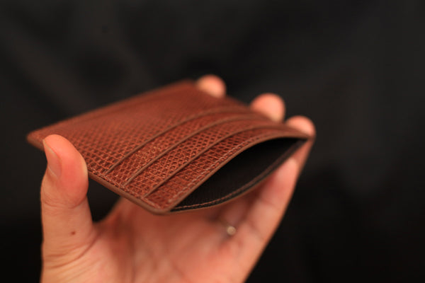 brown lizard leather card holder