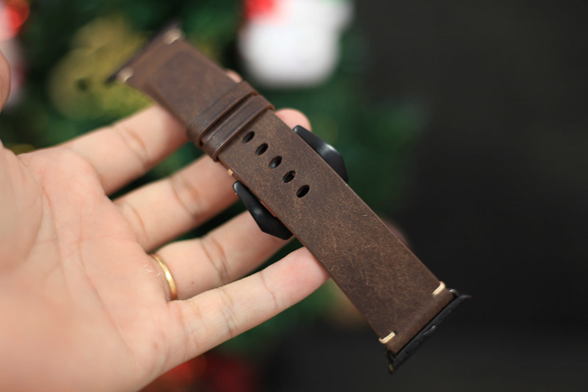 brown pueblo leather apple watch band
