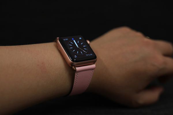 creamy pink leather apple watch band
