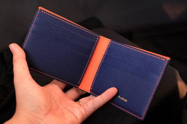 dark blue epsom bifold wallet