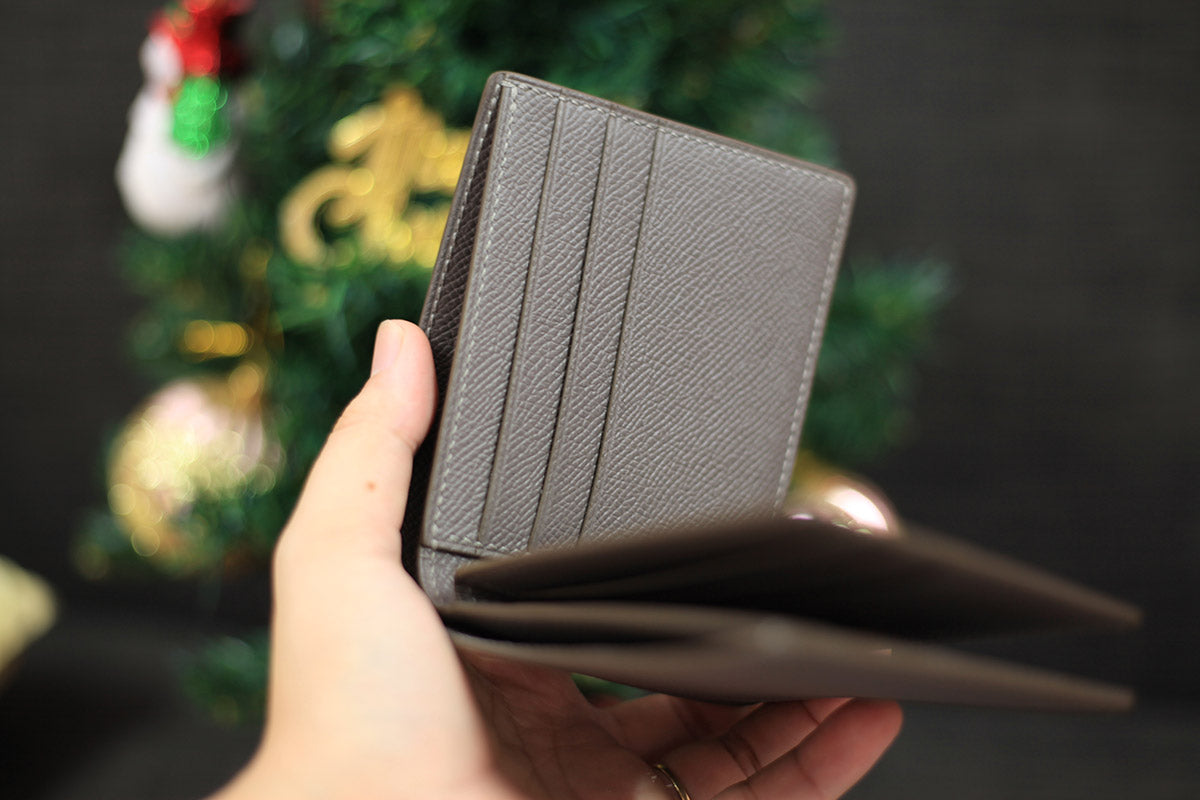 dark grey bifold leather wallet for men