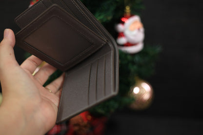 dark grey bifold leather wallet
