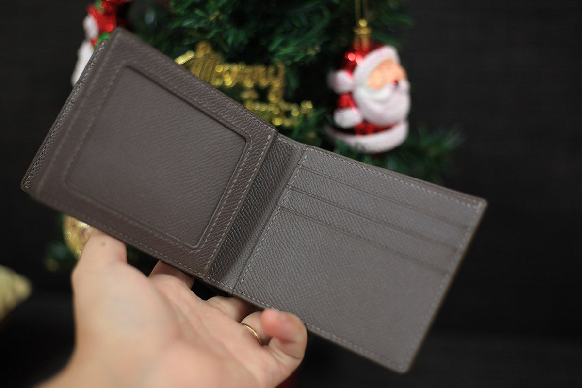 dark grey epsom bifold leather wallet